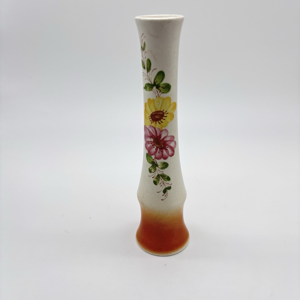 Vtg 8" Hand‎ Painted Ceramic SADO INTERNATIONAL For FTD PORTUGAL Flower Bud Vase